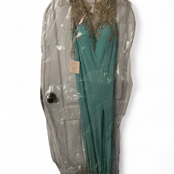 Blue/Turquoise Rhinestone Prom Dress - Picture 3 of 4